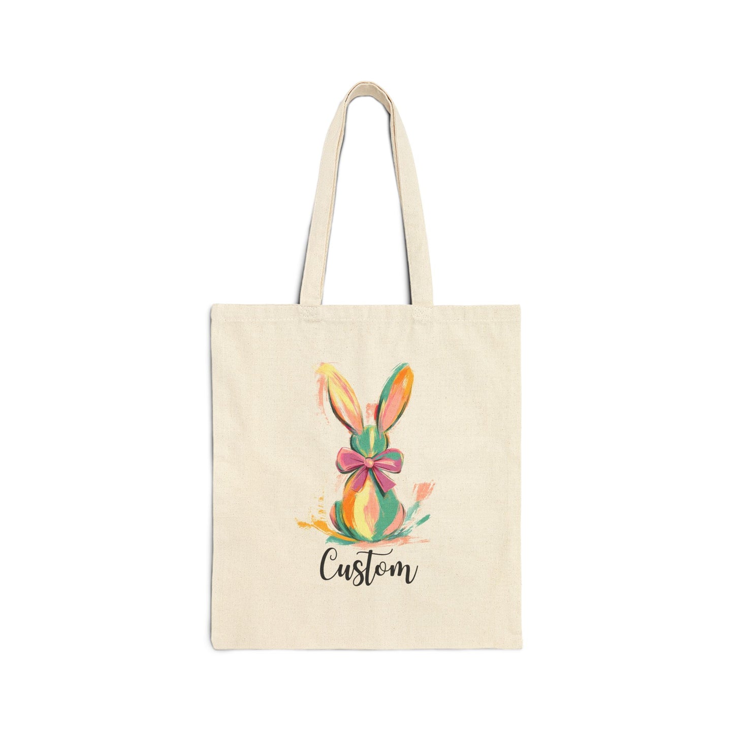 Personalized Bunny Canvas Tote Bag - Custom Easter Rabbit Tote Bag