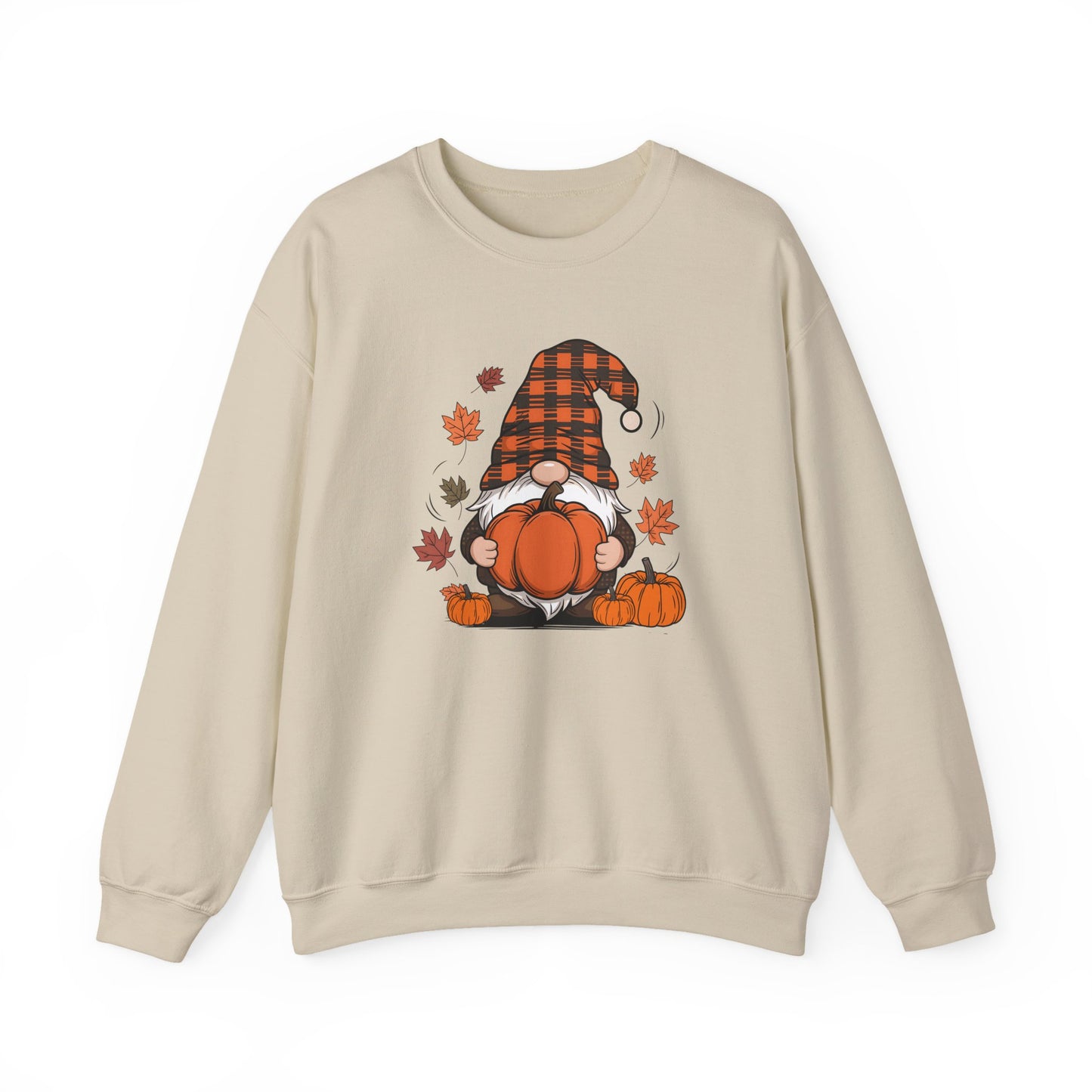 Fall Gnome Pumpkin Sweatshirt, Buffalo Plaid Gnome Sweater, Cute Autumn Leaves Graphic Pullover,Pumpkin Patch Thanksgiving Sweater