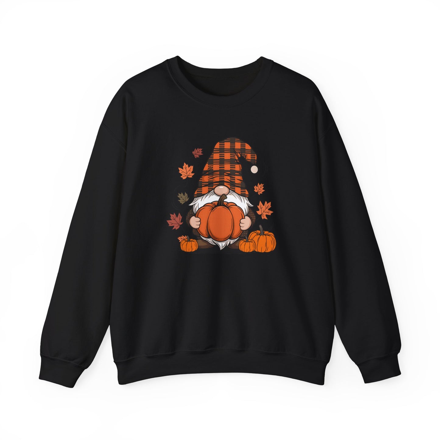 Fall Gnome Pumpkin Sweatshirt, Buffalo Plaid Gnome Sweater, Cute Autumn Leaves Graphic Pullover,Pumpkin Patch Thanksgiving Sweater
