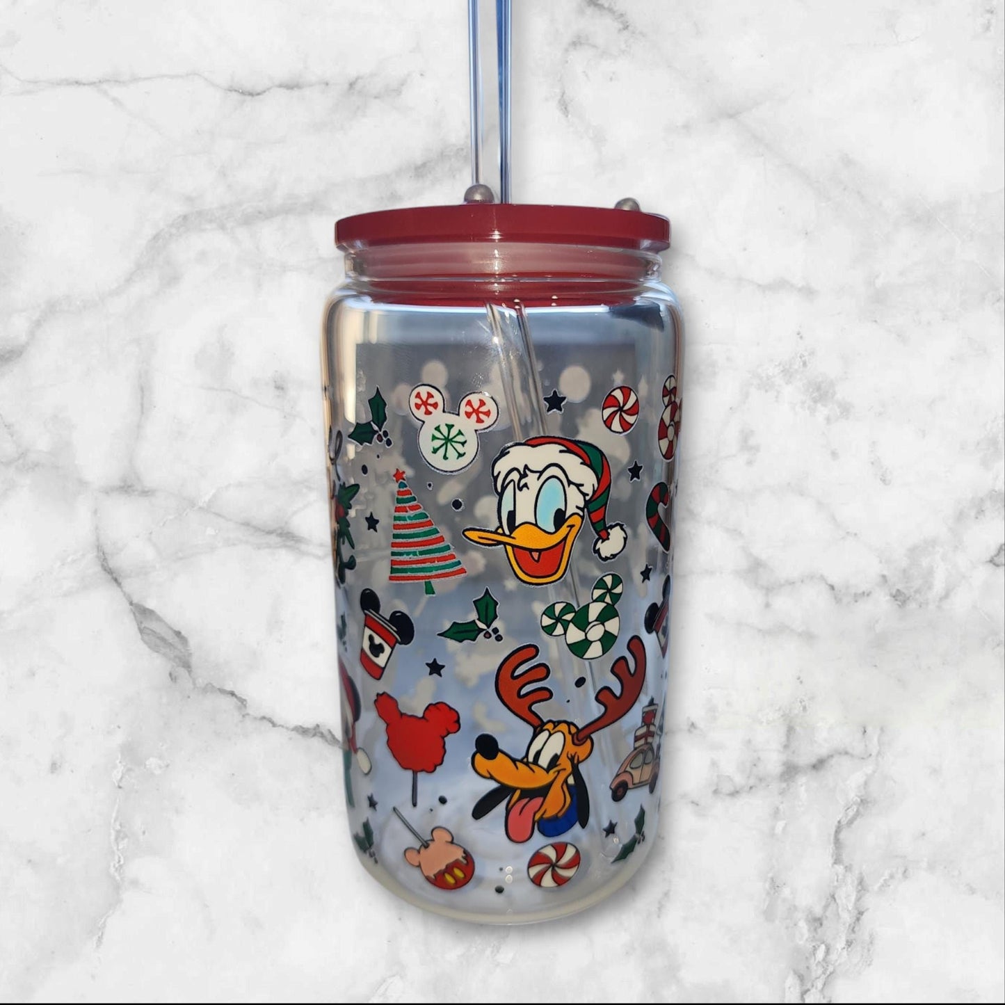 Merry Christmas 16oz Libbey Cup With Decorated Lid