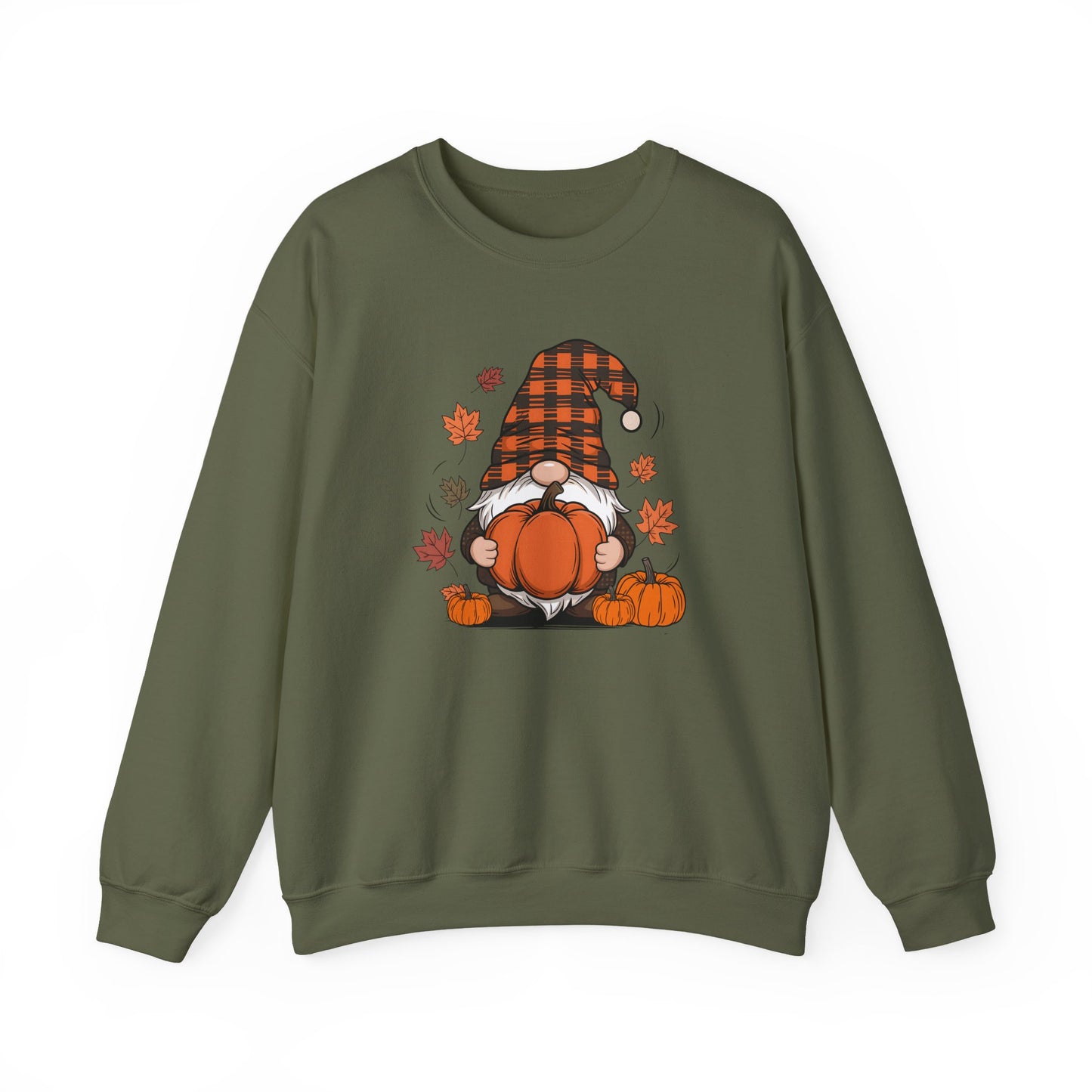 Fall Gnome Pumpkin Sweatshirt, Buffalo Plaid Gnome Sweater, Cute Autumn Leaves Graphic Pullover,Pumpkin Patch Thanksgiving Sweater