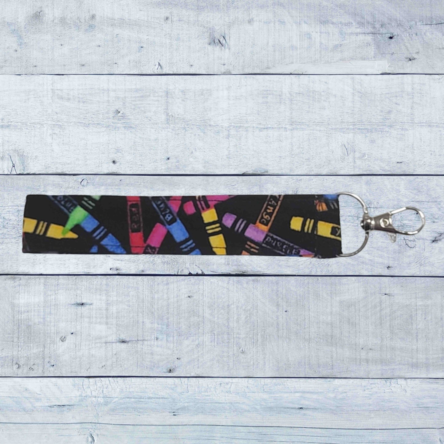 Fabric wristlet keychain with sturdy key ring. Perfect key holder strap for car keys, house keys, and everyday use