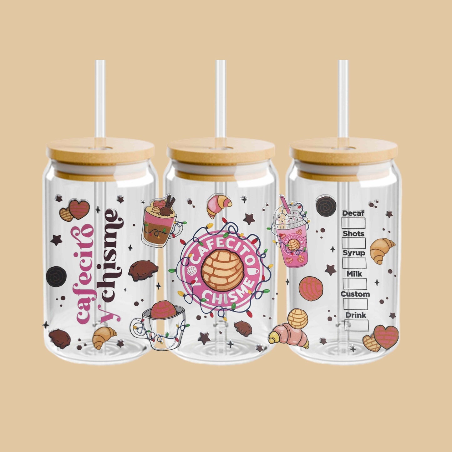 Christmas Cafecito Y Chisme 16oz Tumbler with Lid & Straw