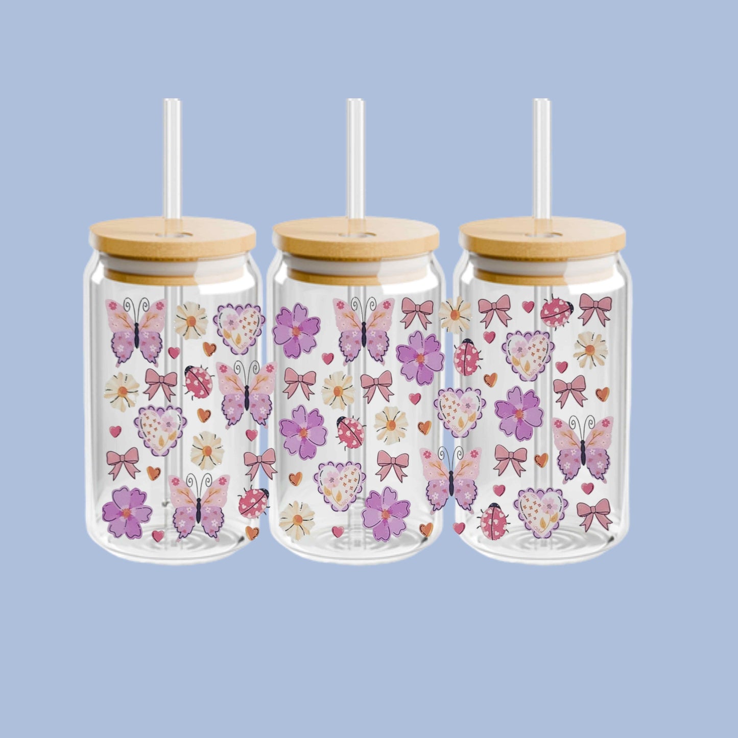 Butterfly and Flowers 16oz Libbey Cup