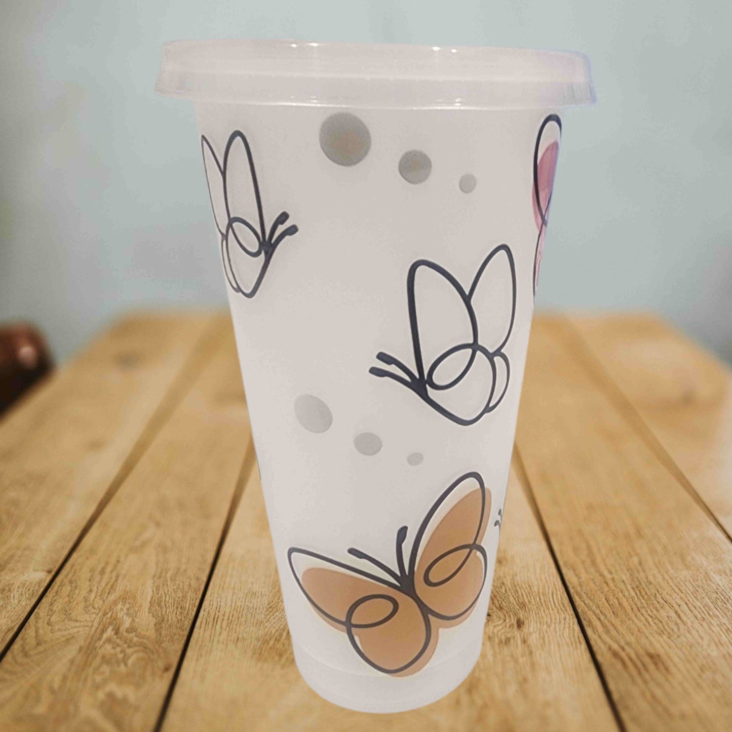 24oz UVDTF Butterfly Tumbler with Lid and Straw – Reusable Frosted Cold Cup – Cute Iced Coffee Cup – Eco Friendly Drinkware Gift for a anyone