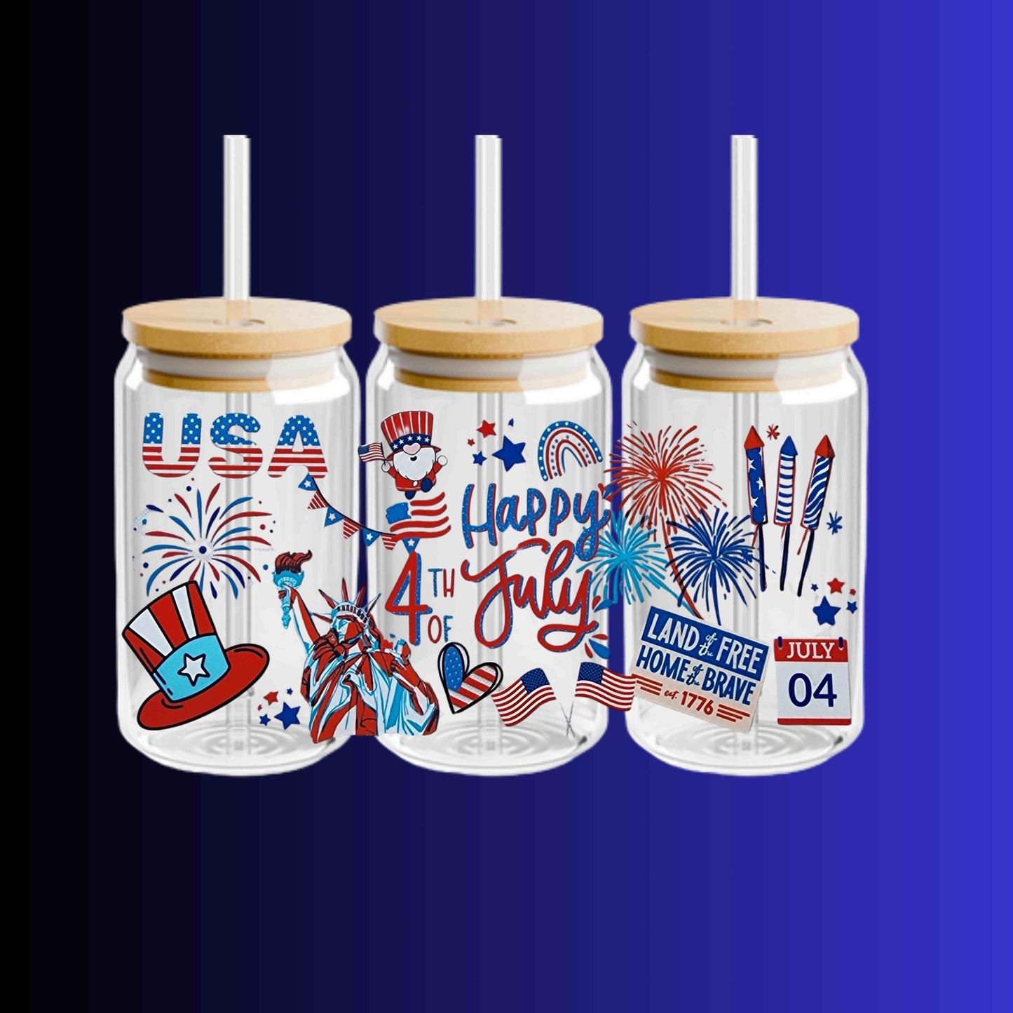 4th of July 16oz Libbey Cup