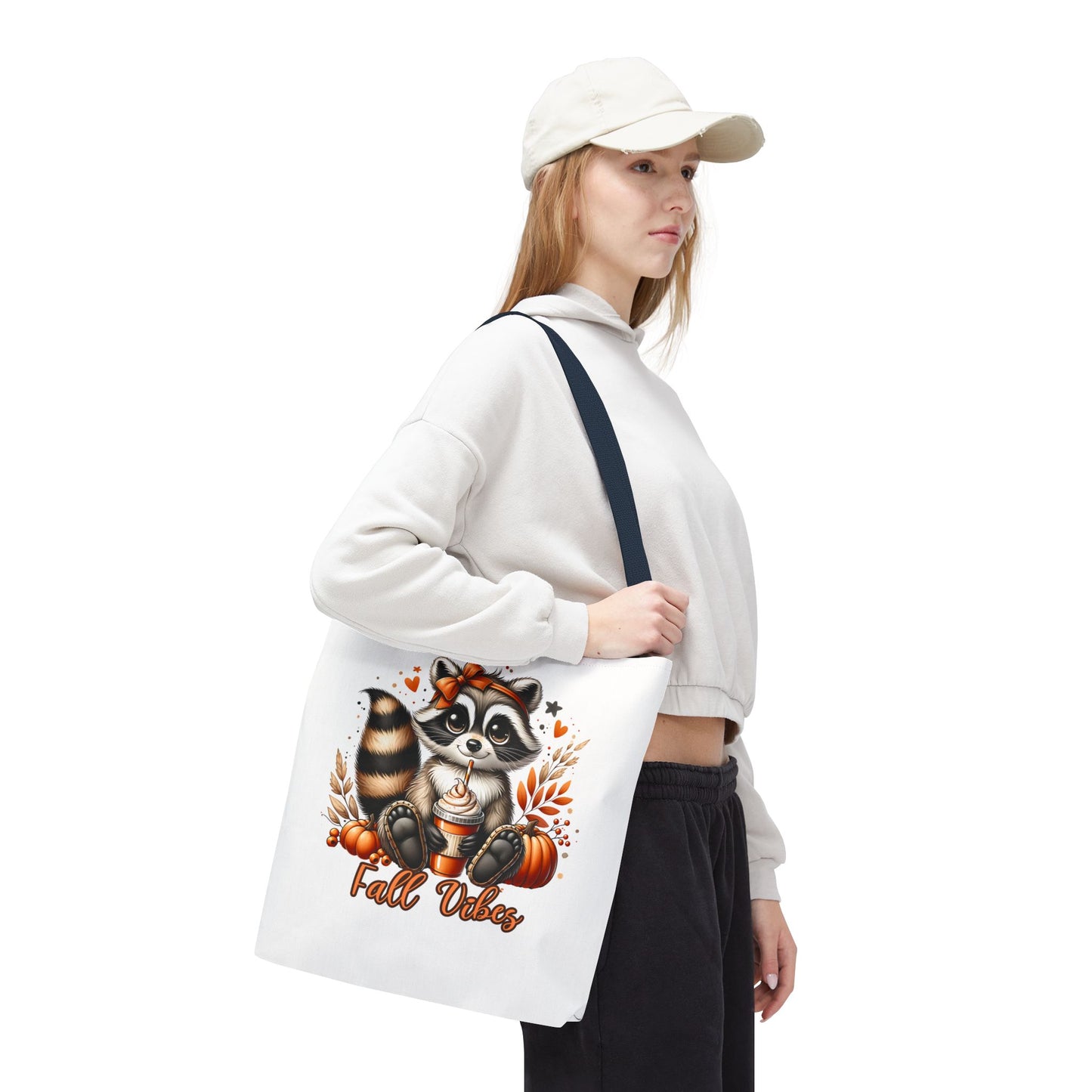 Fall Vibes Raccoon Tote,Cute Pumpkin Spice Latte Bag,Autumn Animal Tote for Coffee Lovers,Cute Raccoon Coffee Tote,Autumn Vibes Tote Bag