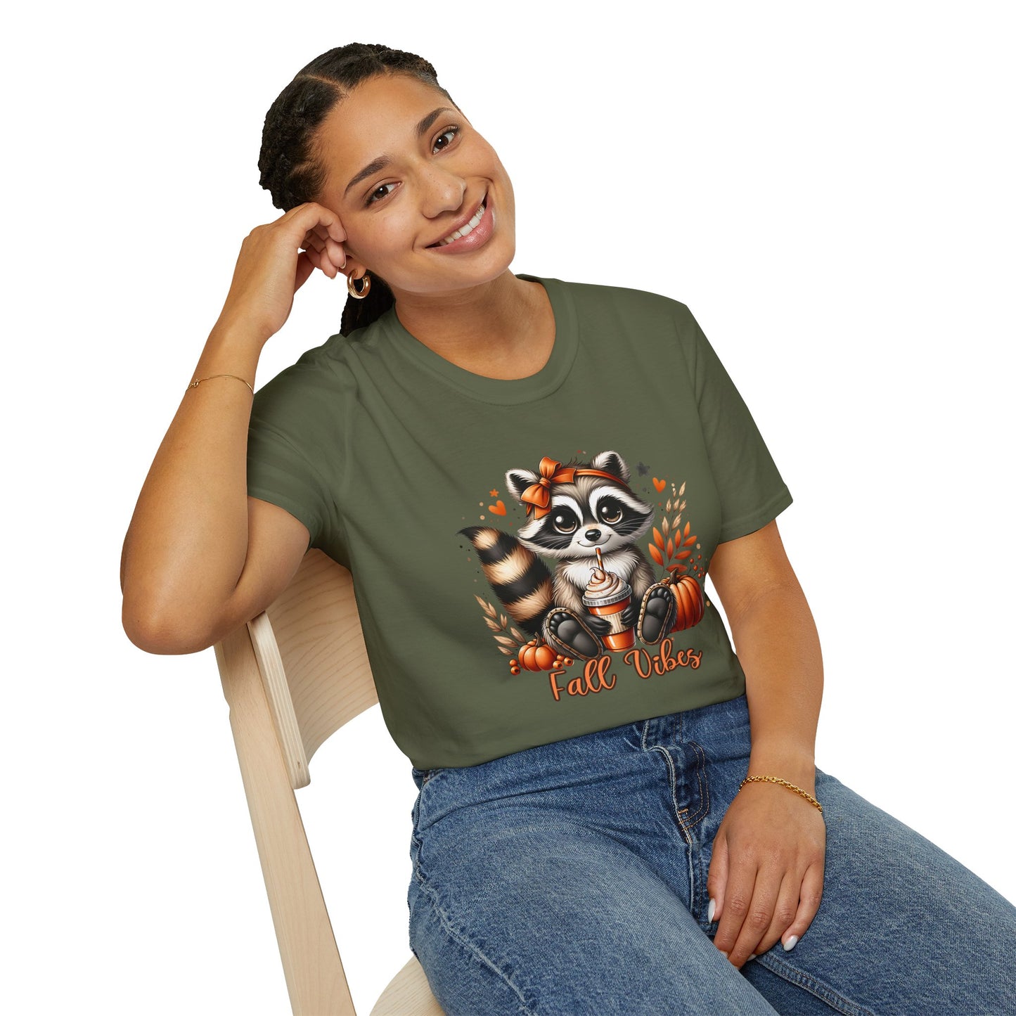 Fall Vibes Raccoon Shirt,Cute Pumpkin Spice Latte Shirt,Autumn Graphic Tee,Cute Raccoon Fall Shirt,Autumn Vibes Graphic Tee