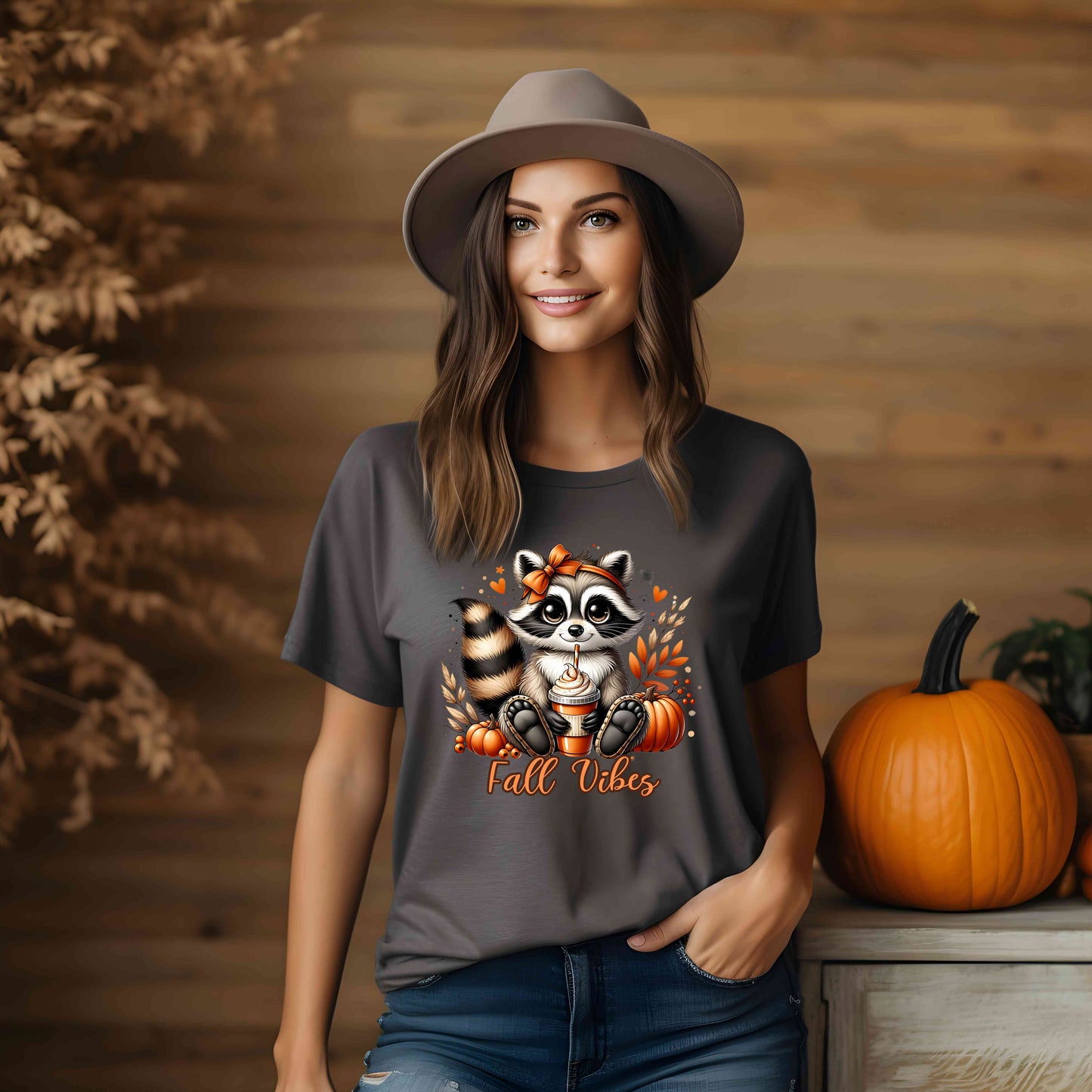 Fall Vibes Raccoon Shirt,Cute Pumpkin Spice Latte Shirt,Autumn Graphic Tee,Cute Raccoon Fall Shirt,Autumn Vibes Graphic Tee