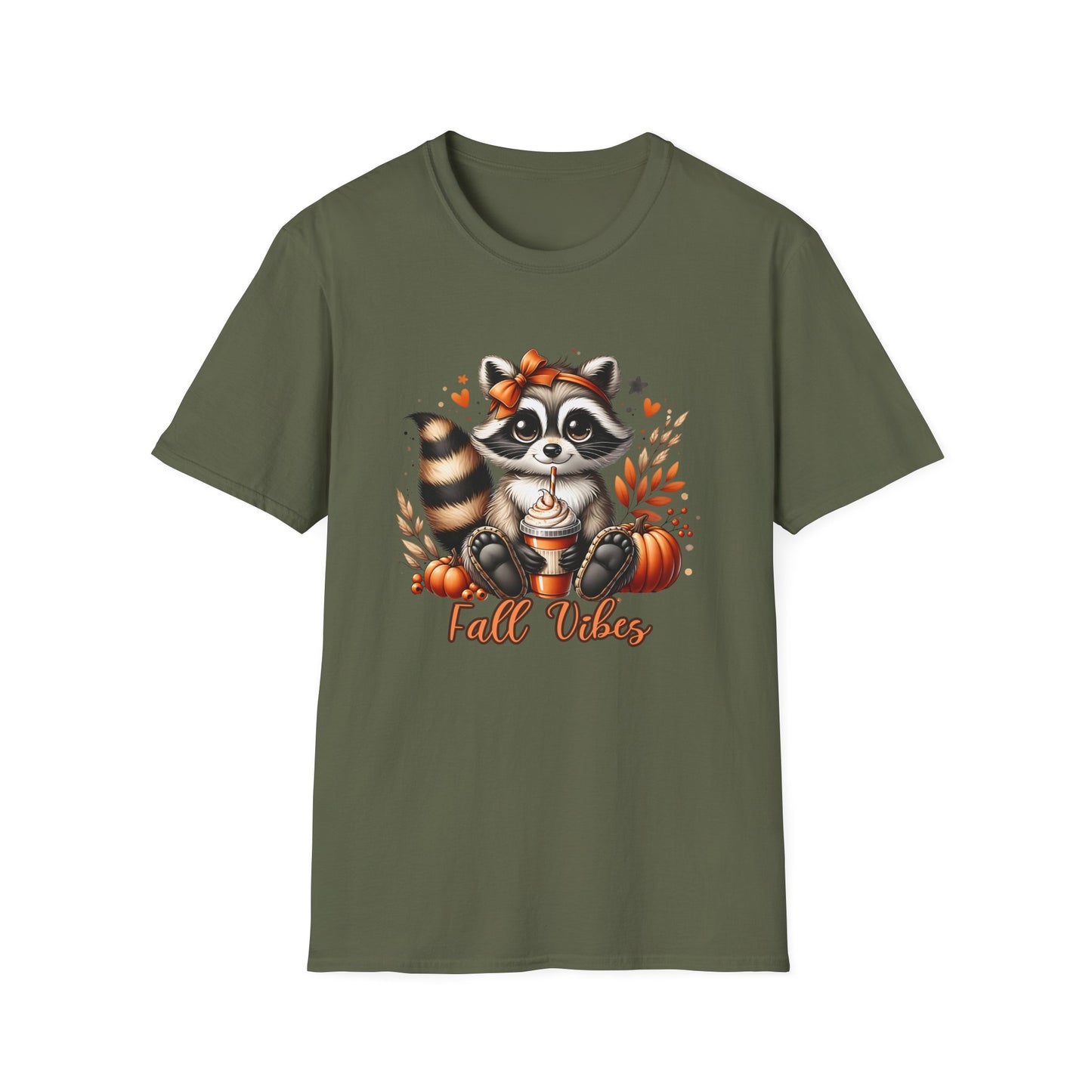 Fall Vibes Raccoon Shirt,Cute Pumpkin Spice Latte Shirt,Autumn Graphic Tee,Cute Raccoon Fall Shirt,Autumn Vibes Graphic Tee