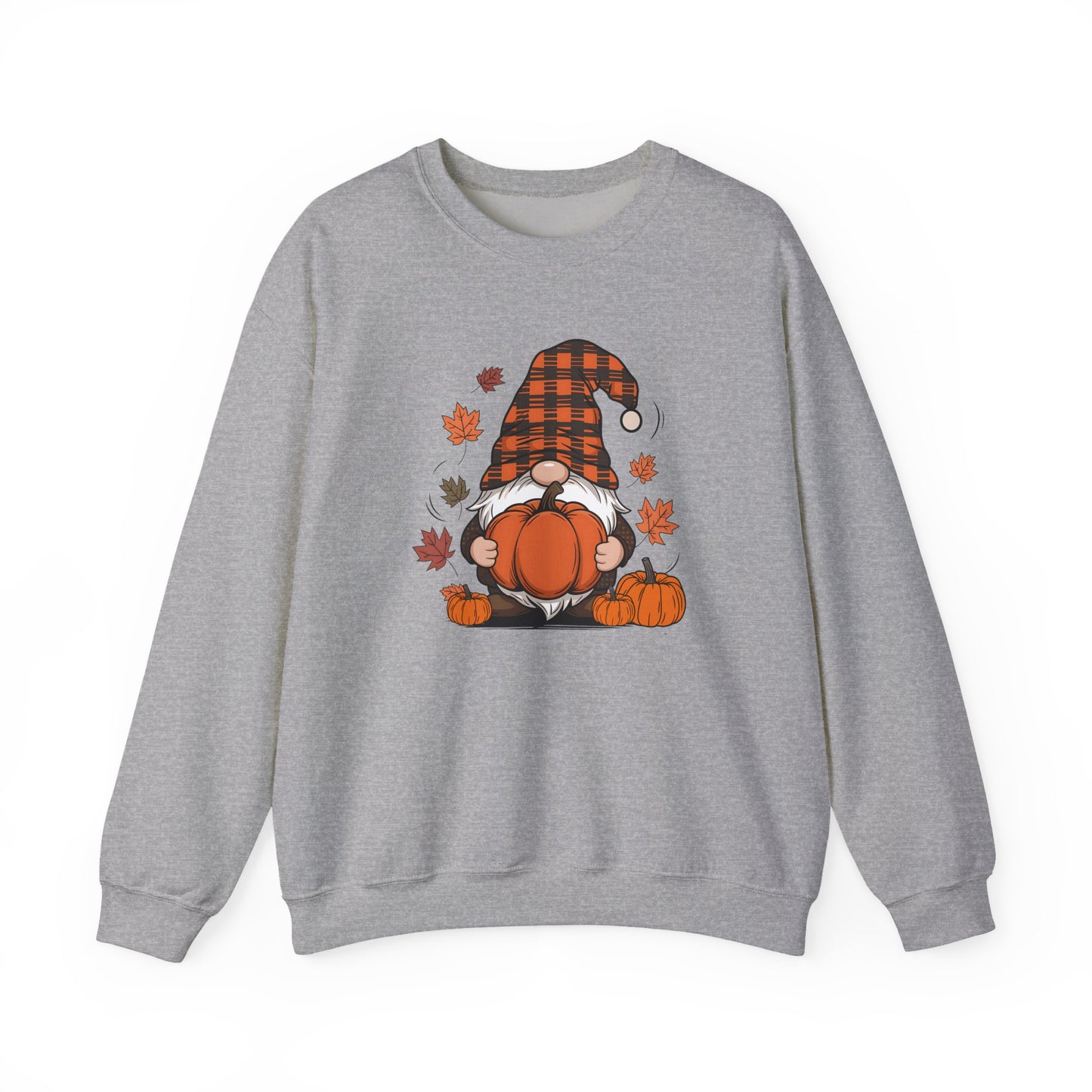 Fall Gnome Pumpkin Sweatshirt, Buffalo Plaid Gnome Sweater, Cute Autumn Leaves Graphic Pullover,Pumpkin Patch Thanksgiving Sweater