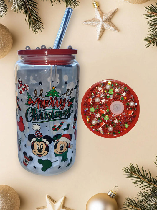 Merry Christmas 16oz Libbey Cup With Decorated Lid