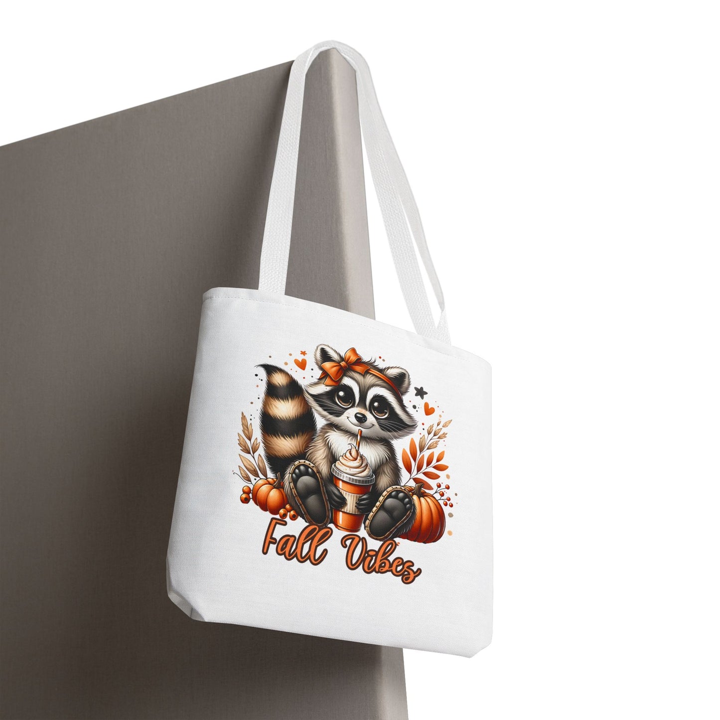 Fall Vibes Raccoon Tote,Cute Pumpkin Spice Latte Bag,Autumn Animal Tote for Coffee Lovers,Cute Raccoon Coffee Tote,Autumn Vibes Tote Bag