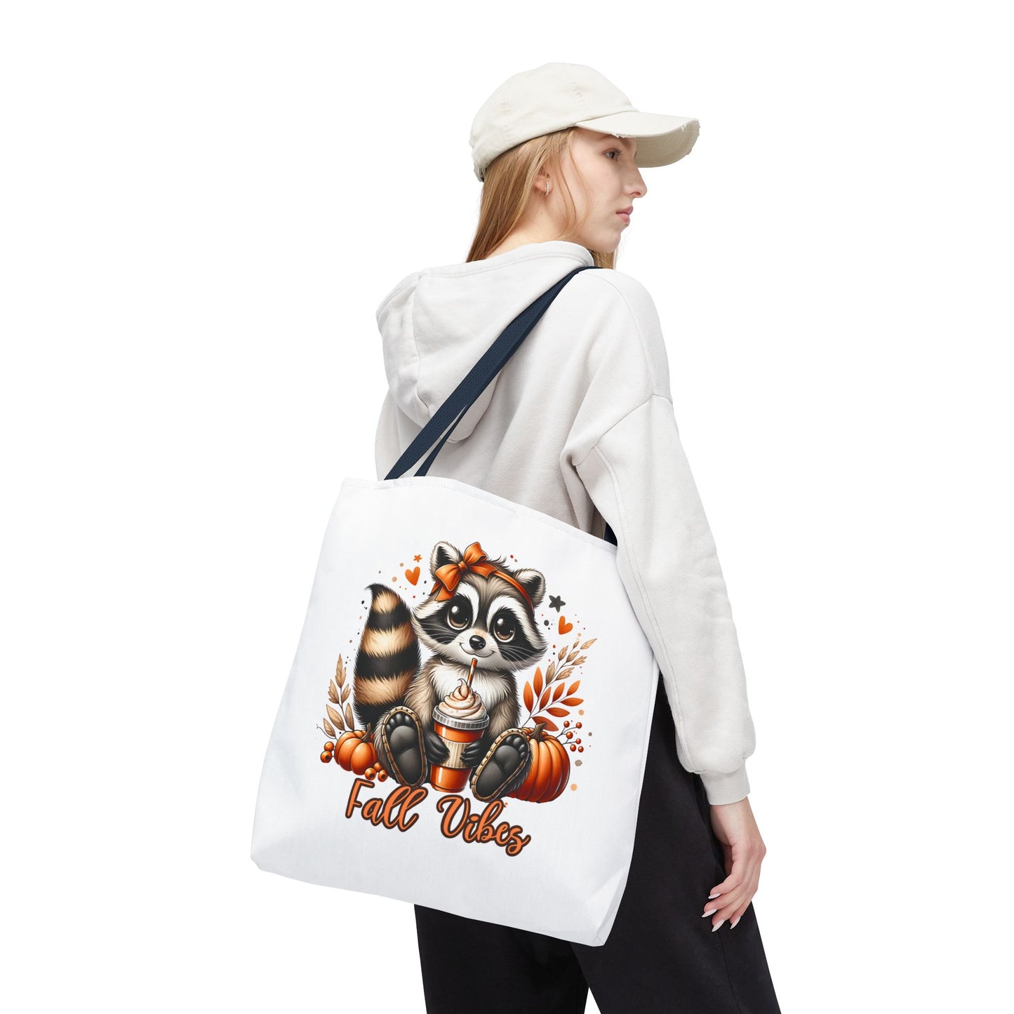 Fall Vibes Raccoon Tote,Cute Pumpkin Spice Latte Bag,Autumn Animal Tote for Coffee Lovers,Cute Raccoon Coffee Tote,Autumn Vibes Tote Bag
