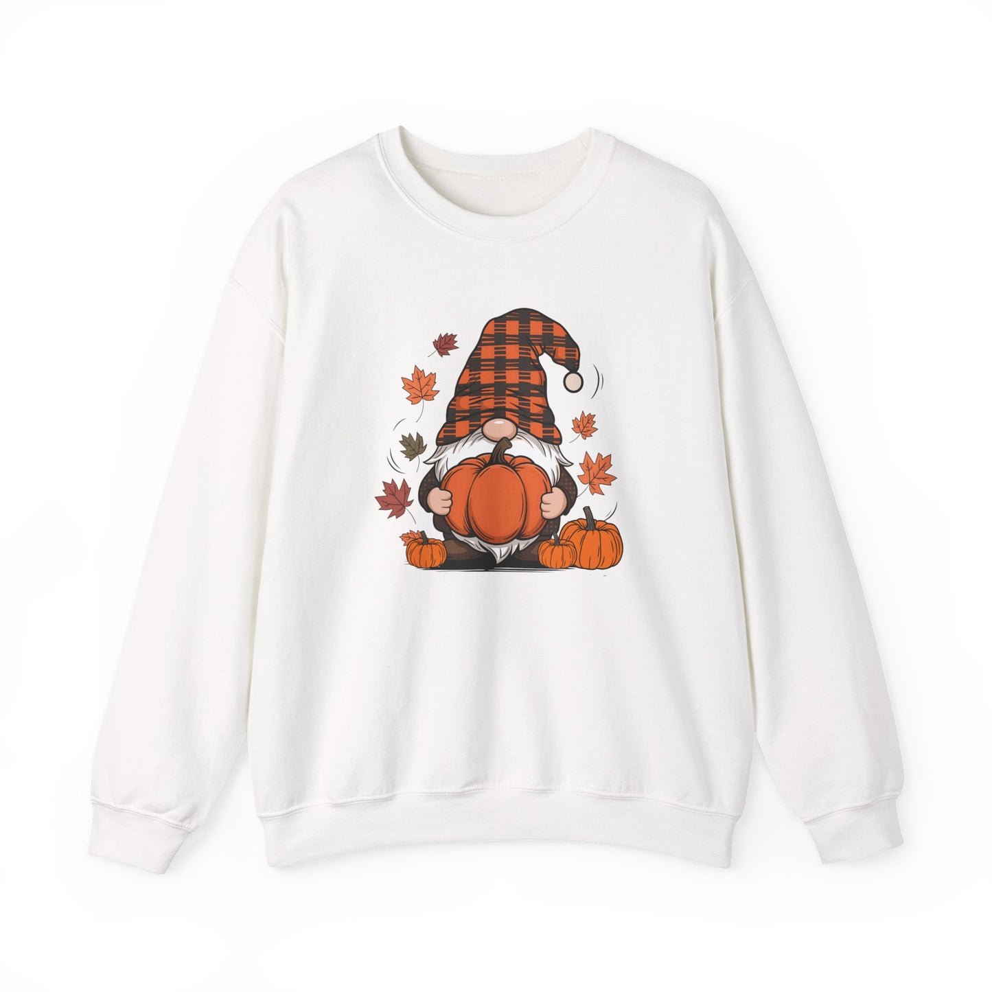 Fall Gnome Pumpkin Sweatshirt, Buffalo Plaid Gnome Sweater, Cute Autumn Leaves Graphic Pullover,Pumpkin Patch Thanksgiving Sweater