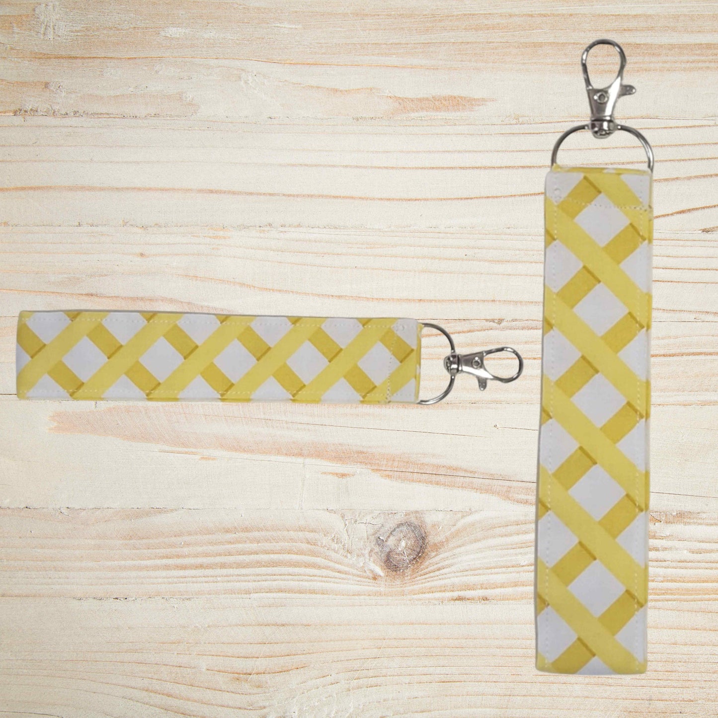 Fabric wristlet keychain with sturdy key ring. Perfect key holder strap for car keys, house keys, and everyday use