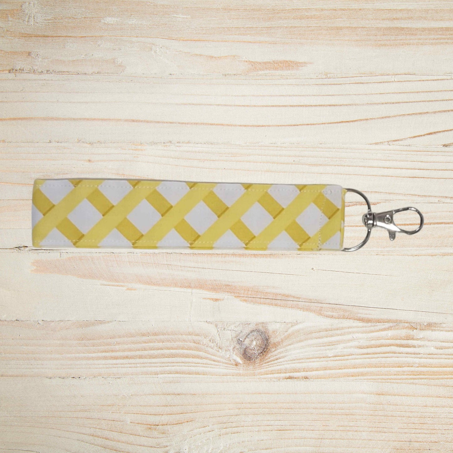 Fabric wristlet keychain with sturdy key ring. Perfect key holder strap for car keys, house keys, and everyday use
