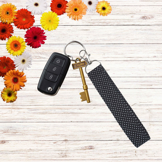 Fabric wristlet keychain with sturdy key ring. Perfect key holder strap for car keys, house keys, and everyday use