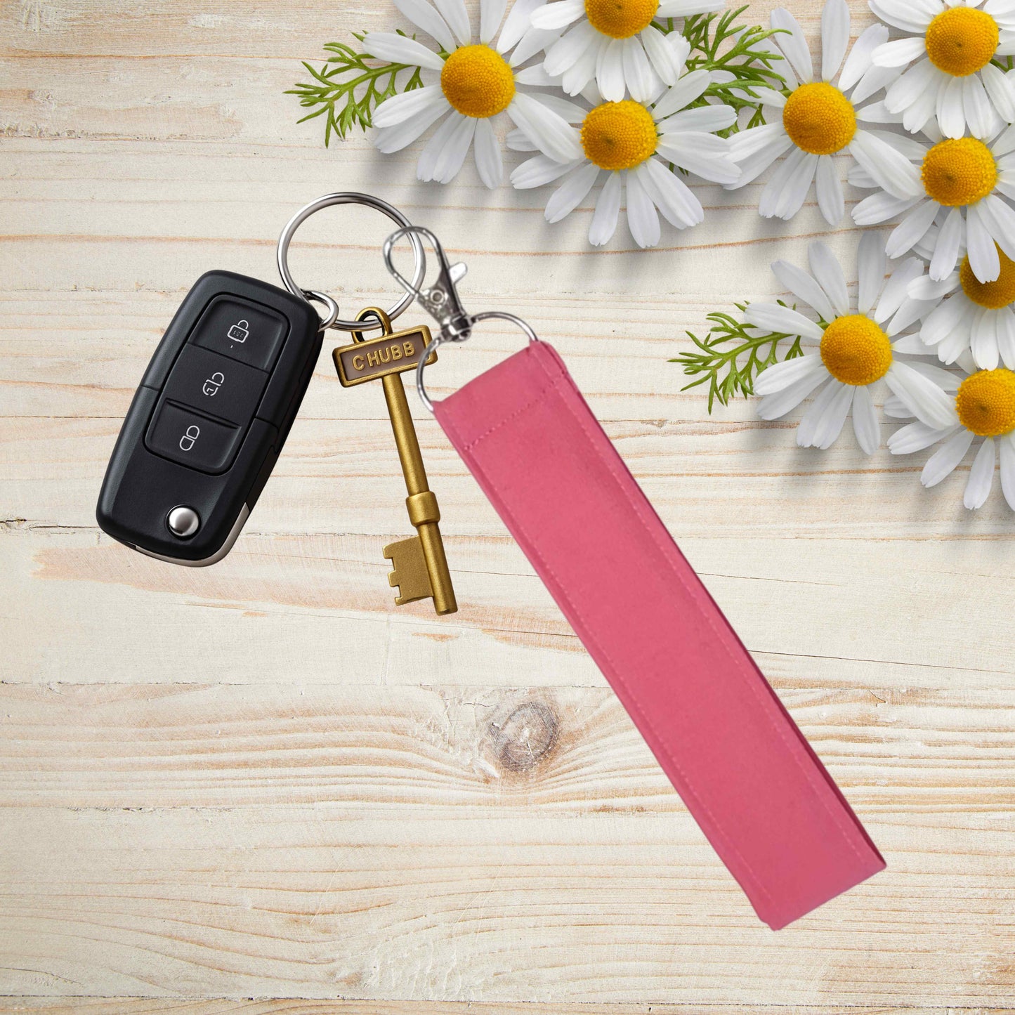 Fabric wristlet keychain with sturdy key ring. Perfect key holder strap for car keys, house keys, and everyday use