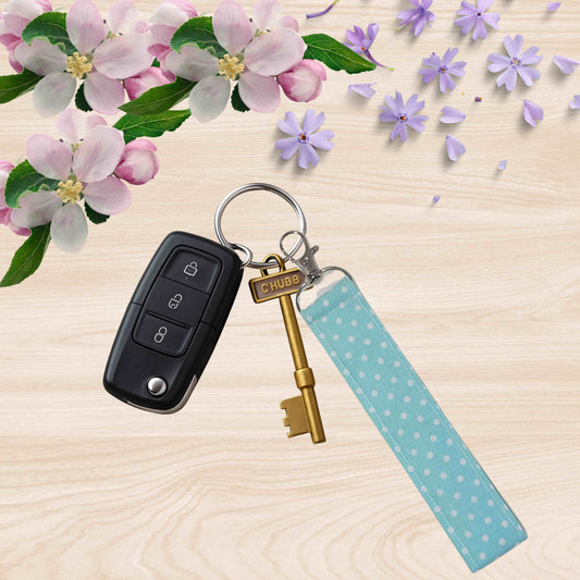Fabric wristlet keychain with sturdy key ring. Perfect key holder strap for car keys, house keys, and everyday use