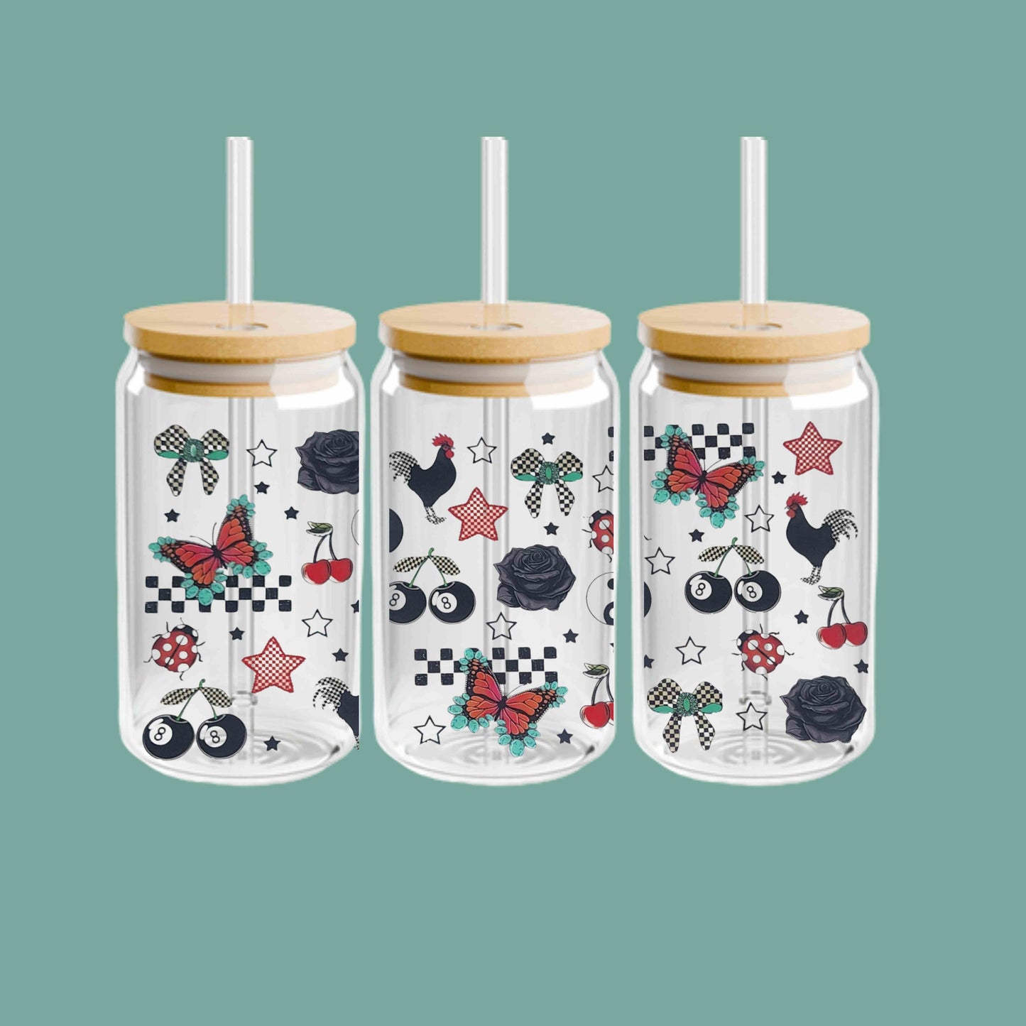 Butterfly Eight ball 16oz Libbey Cup
