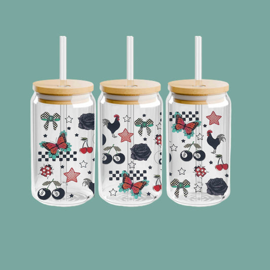 Butterfly Eight ball 16oz Libbey Cup
