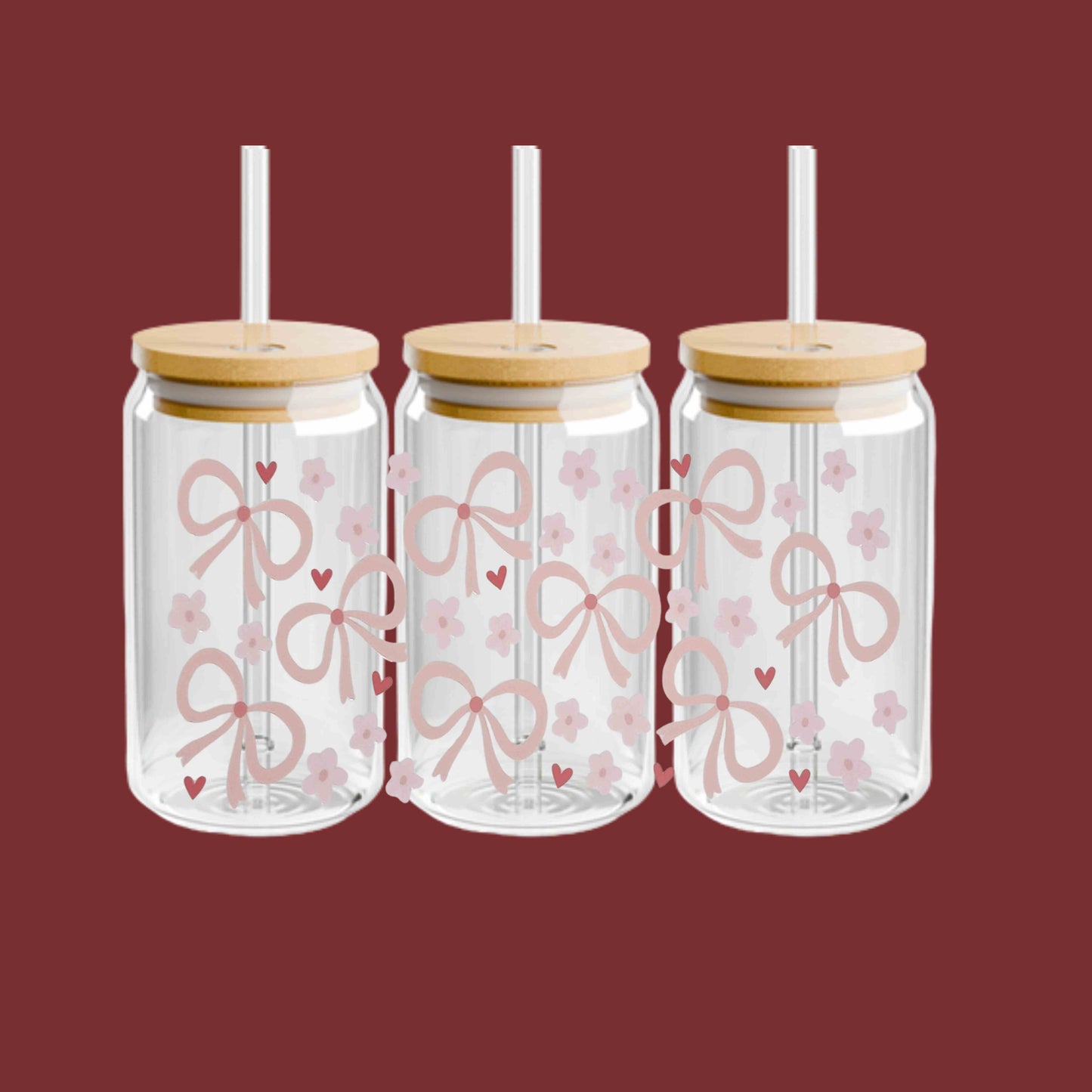 Pink bow Coquette 16oz Libbey Cup