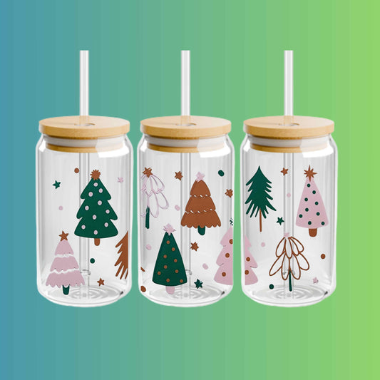 Pink Christmas 16oz Acrylic or Glass Cup