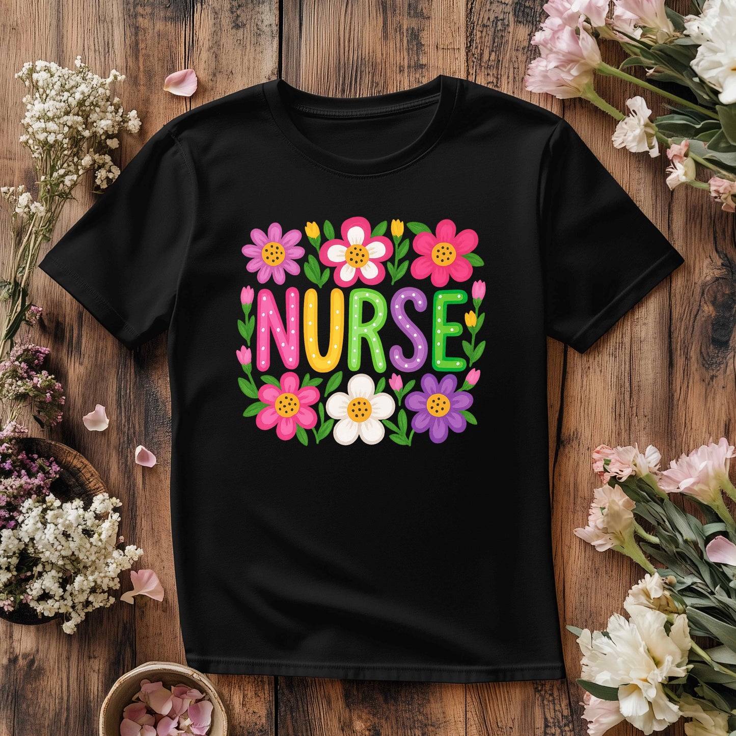 Floral Nurse Shirt – Cute Pastel Nurse Tee for RNs, Nursing Students & Healthcare Workers – Nurse Appreciation Gift