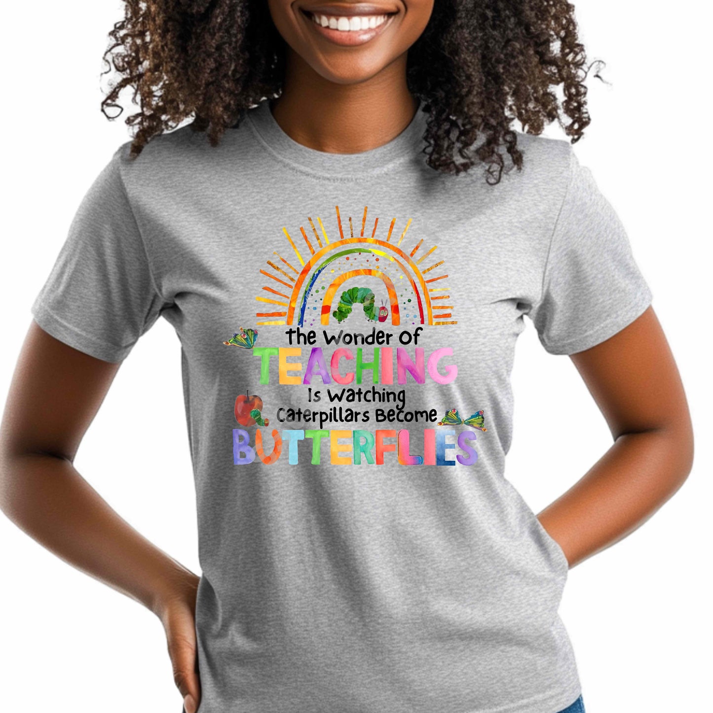Colorful Rainbow Teacher Tee, Cotton Gift