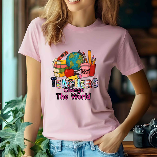 Teachers Change The World T-Shirt – Cute Teacher Appreciation Gift Shirt – Back to School Graphic Tee – Teaching Life Shirt, Teachers gifts