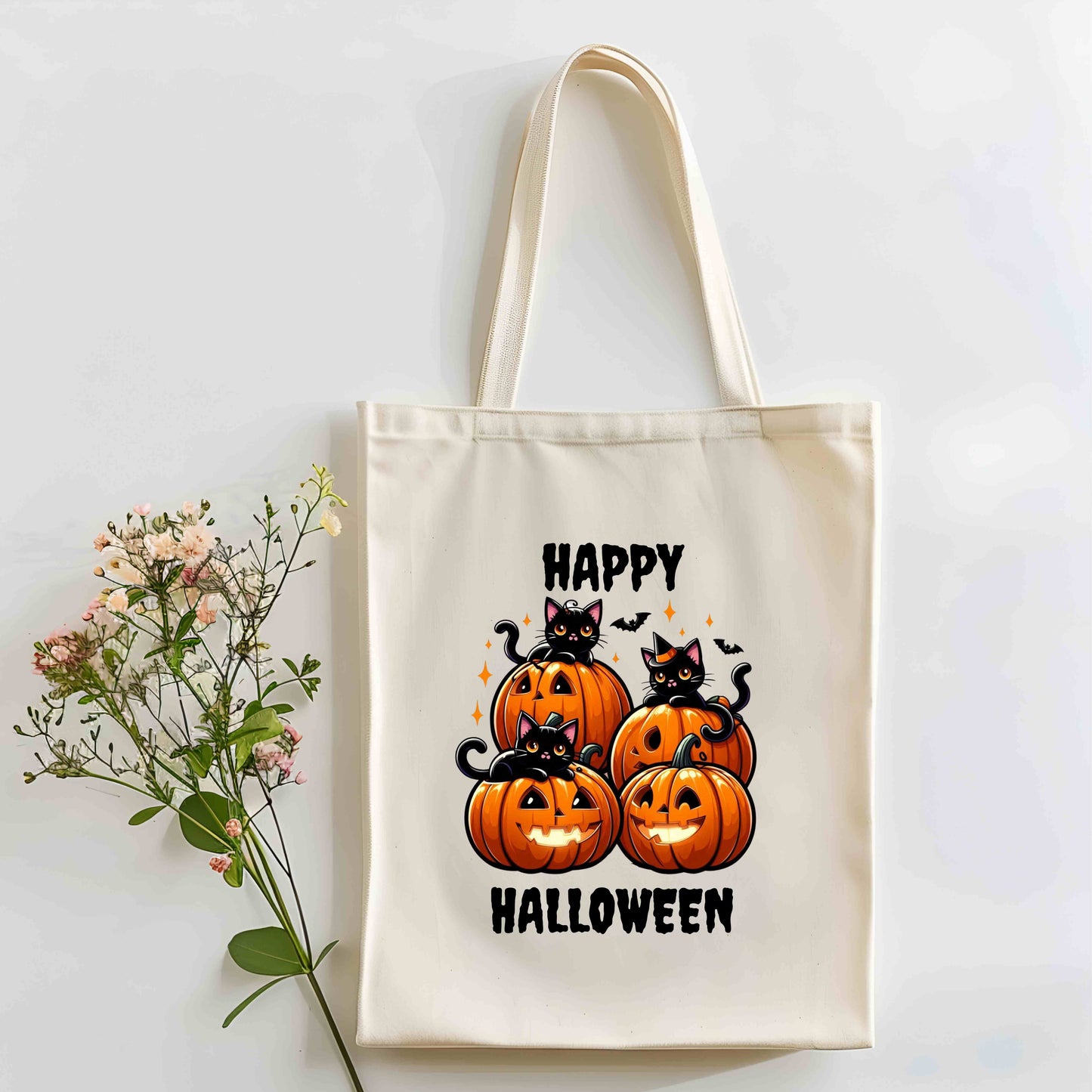 Happy Halloween Tote Bag, Holiday Fall Bags Trick or Treat bags for Kids and Adults