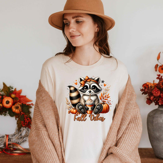Fall Vibes Raccoon PNG, Cute Pumpkin Spice Latte png, Autumn Animal png for Coffee Lovers, Cute Raccoon Coffee PNG, Autumn Vibes