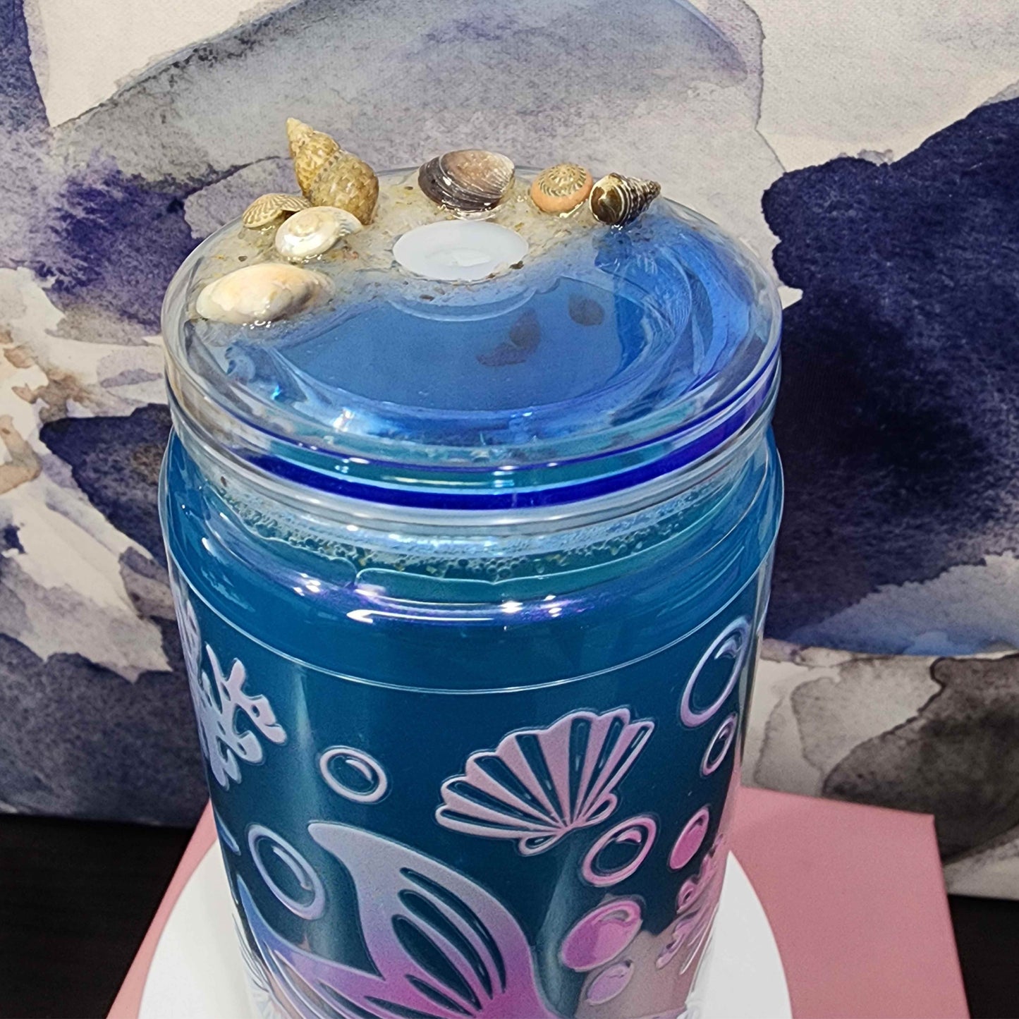 Ocean Effect Snow Globe Tumbler 16oz Acrylic Cup