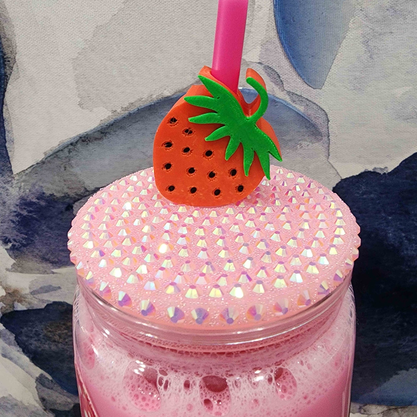 Strawberry Cow 16oz Snow Globe Tumbler | Kawaii Iced Coffee Cup, Girly Drinkware
