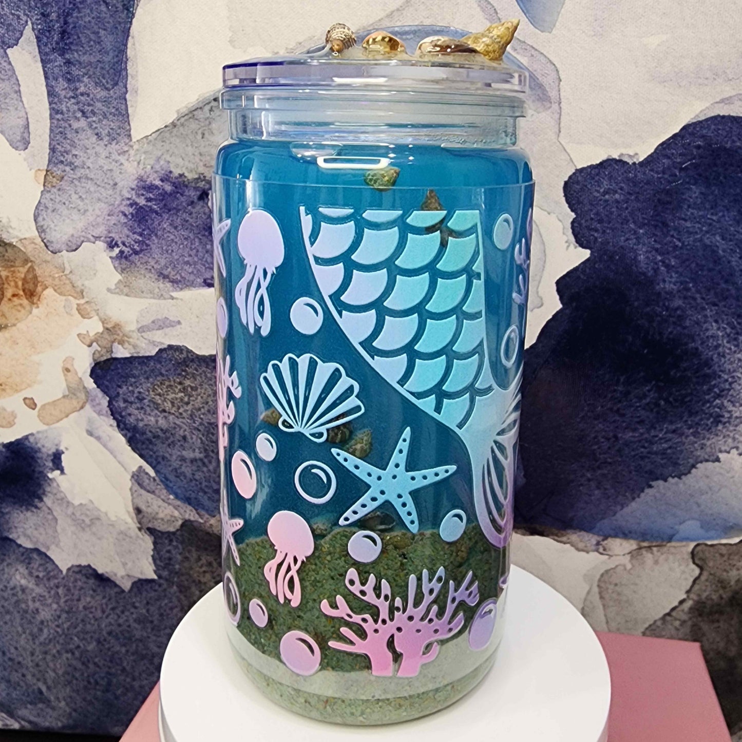 Ocean Effect Snow Globe Tumbler 16oz Acrylic Cup