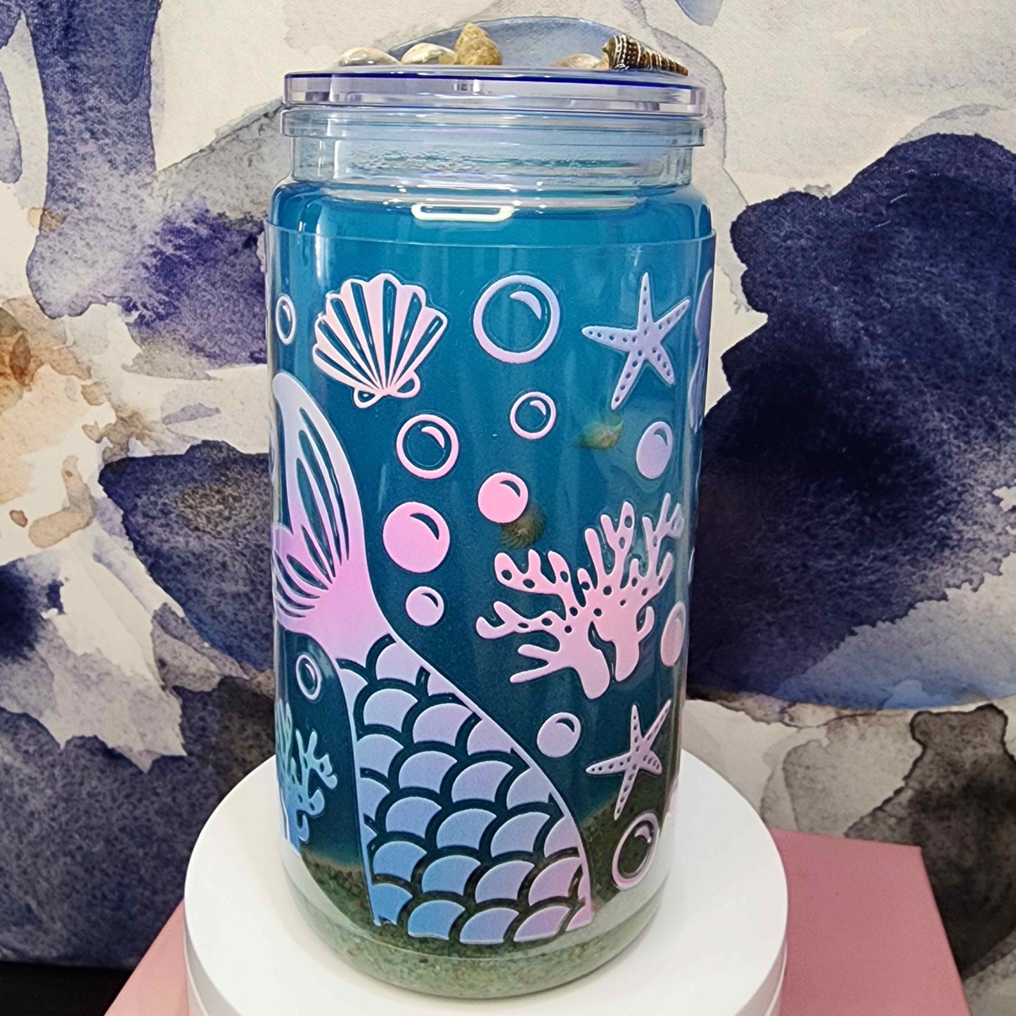 Ocean Effect Snow Globe Tumbler 16oz Acrylic Cup