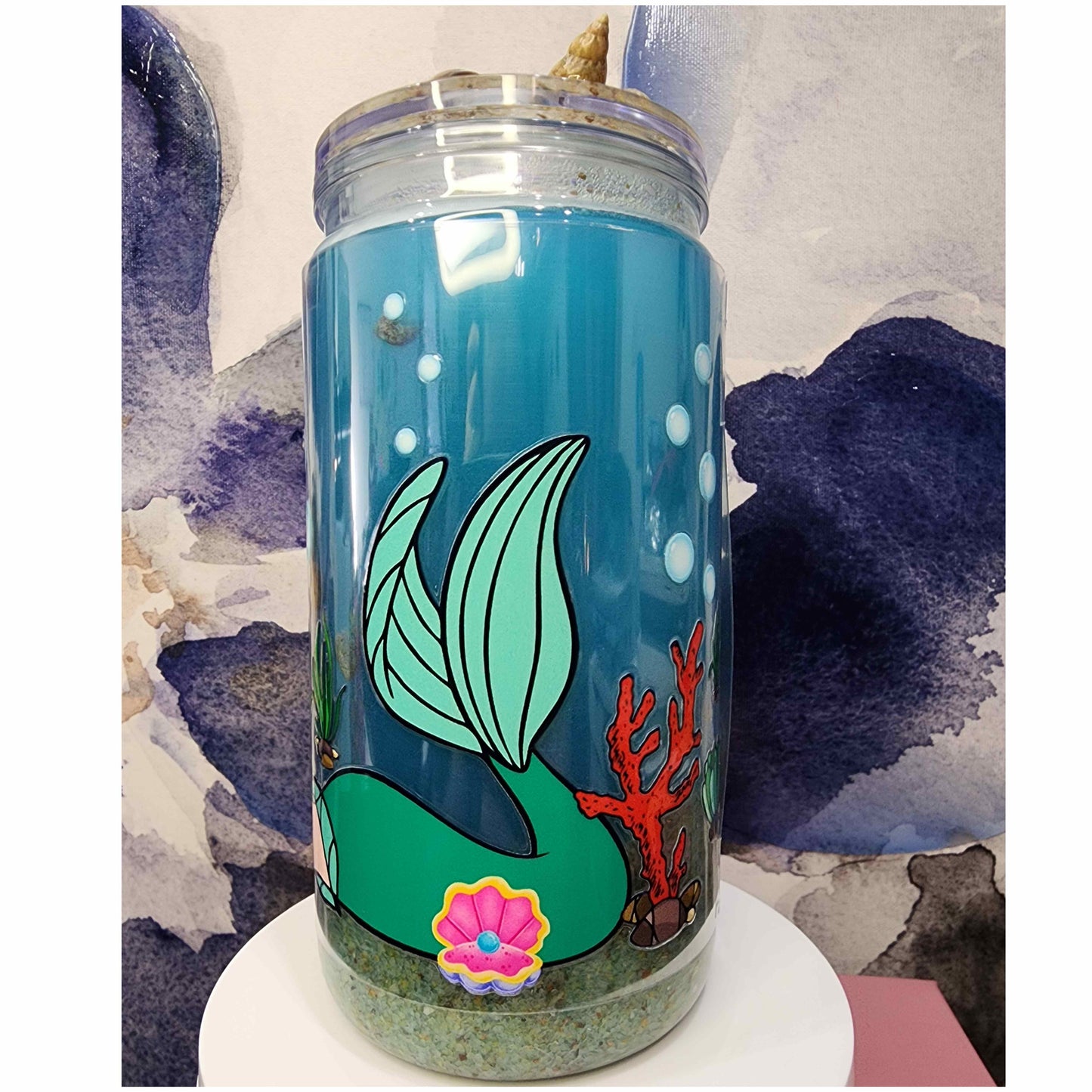 Ocean Effect Snow Globe Tumbler 16oz Acrylic Cup