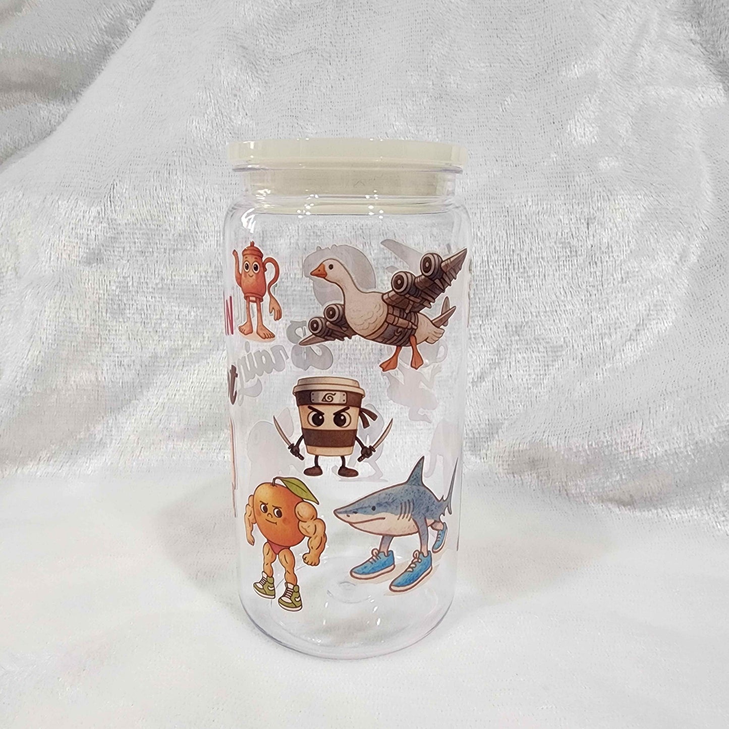 Italian Brainrot 16oz Acrylic or Glass Coffee Tumbler with Lid & Straw, UVDTF Cup