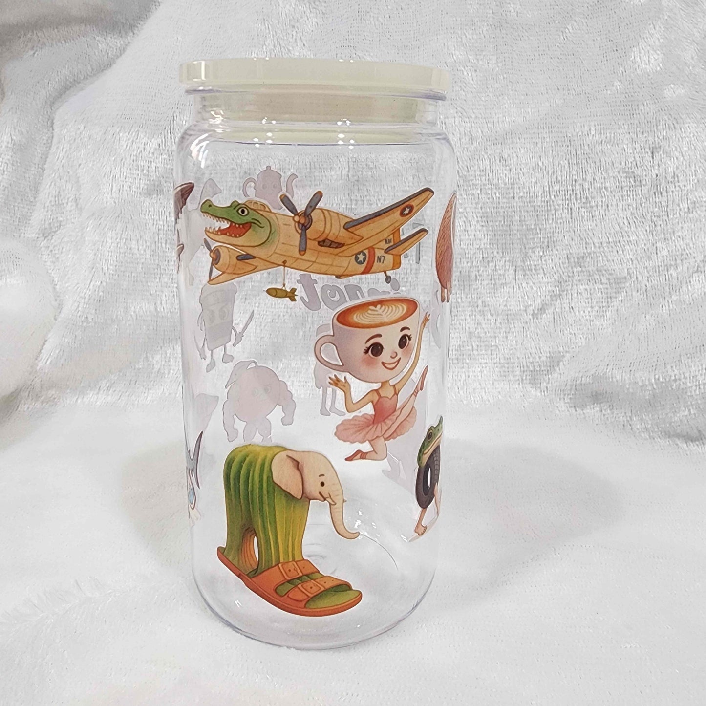 Italian Brainrot 16oz Acrylic or Glass Coffee Tumbler with Lid & Straw, UVDTF Cup