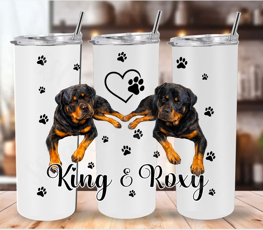 Personalized Dog Lover Tumbler, Custom Pet Name Skinny Tumbler, Paw Print Dog Mom Cup, Pet Lover Gift, Custom Dog Cup with Names