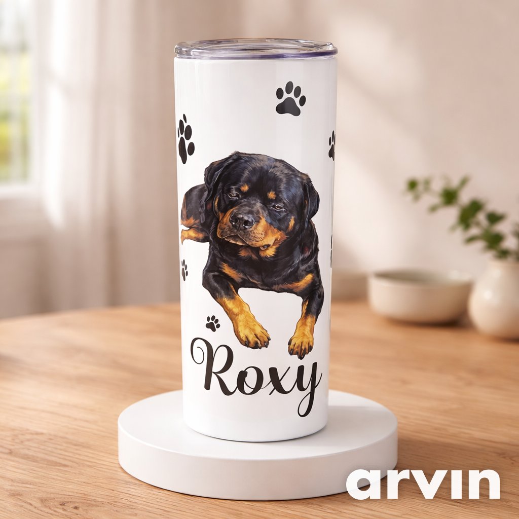 Personalized Dog Lover Tumbler, Custom Pet Name Skinny Tumbler, Paw Print Dog Mom Cup, Pet Lover Gift, Custom Dog Cup with Names