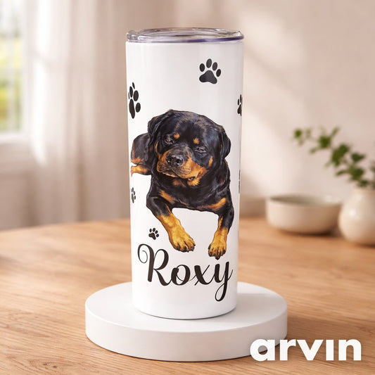 Personalized Dog Lover Tumbler, Custom Pet Name Skinny Tumbler, Paw Print Dog Mom Cup, Pet Lover Gift, Custom Dog Cup with Names